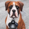 ATCS Realistic Boxer Puppy Dog Garden Sculpture Holding Solar LED