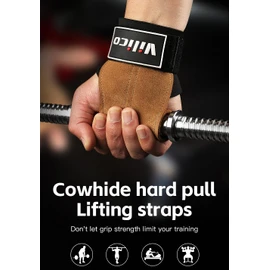 Leather Weight Lifting Gloves Wrist Straps for Weightlifting, Adjustable Weight Lifting Straps Cobra Grips, Gym Strap Gym Gloves for Men Women (Black)