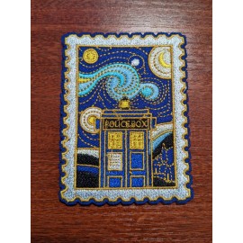 Unbranded Doctor Who Patch Tardis In Starry Night Space Nerd Embroidered Iron On 2.5"x3.5"