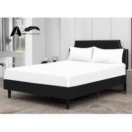 A ATH COLLECTION Egyptian Cotton Fitted Sheet 25 CM Extra Deep Pocket, 200 Thread Count Cotton Soft, Fade & Wrinkle Resistant Fitted Bed Sheets (Double, White)