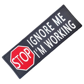 Large Reflective Service Dog Patch, Stop Ignore Me I'm Working Hook & Loop Patches for Dog Tactical Vests 6x2 Inch