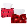 2 Pack Tissue Box Cover Holder, Red Strawberries Print Rectangle