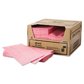 Chicopee 8311 Chix Rayon Wet Wipe, 11.5" Width x 24" Length, Pink Stripe