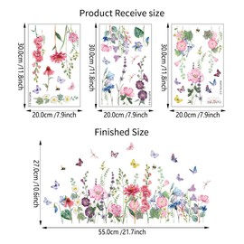 3 Spring Window Stickers, Flower ，Double-Sided, electrostatic Film, Suitable for Home, School, Office, Spring and Summer Decorations