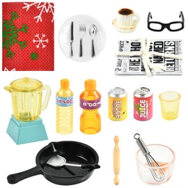 Gnome Accessory Set, 19 Pieces Kitchen Dollhouse Accessories, Miniature Dollhouse Accessories, Gnome Accessories, Christmas, Miniature Decorative Mini Dollhouse, 1:12 Dollhouse Tableware, Miniature