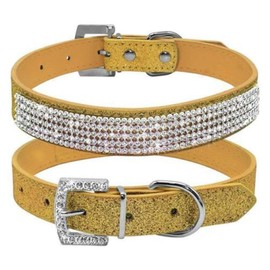 haoyueer Cute Dazzling Sparkling Leather Dog Cat Rhinestone Collar Crystal Diamond Pet Dog Puppy Collar