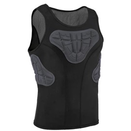 MK MOSSE KARNE Mens Youth Padded Compression Shirt – Football Rib Protectors, Baseball Chest Protector, Basketball Padded Shirt for Impact Protection