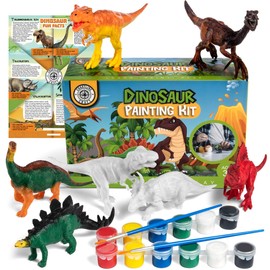 COASTLINE CRAFT STEM.org Dinosaur Painting Kit for Kids with Dino Trivia-Dinosaur Crafts for Kids Ages 3-5 + w/ 2 T-Rex Set - Screen Free, Educational Gifts for Boys
