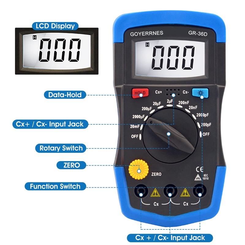 Capacitor Tester GR-36D Multi Testers Professional Handheld Capacity Tester 0.1pF