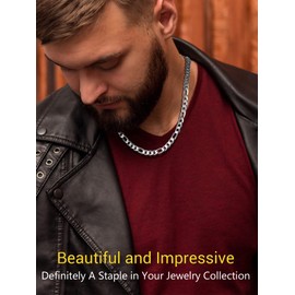 PROSTEEL Mens Necklace Figaro Chain For Men 22 Inch Stainless Steel Chains Necklaces