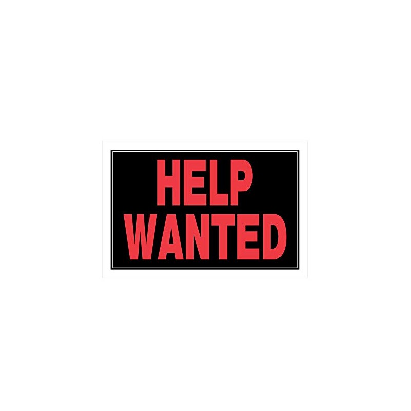 Hillman 839894 Help Wanted Sign, Black and Red Plastic, 8x12