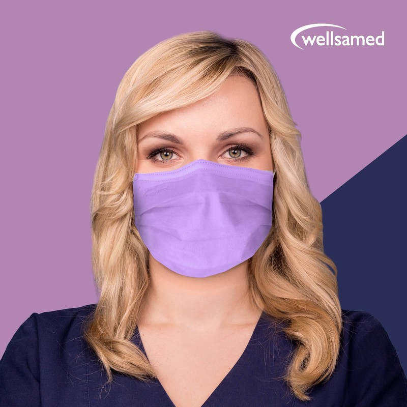 Wellsamed Wellsamask Disposable Surgical Masks Pack of 50 Purple Lavender