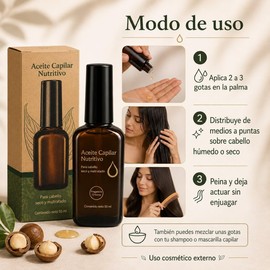 Morocco Aceite de Argán Marroquí para Cabello - Tratamiento Hidratante Reparador 50ml - Aceite Capilar Multifuncional Anti-Frizz - Suavidad y Brillo 72 Horas - Sin Silicona para Todo Tipo de Cabello