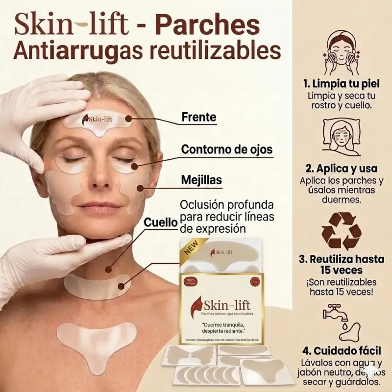 Parches Silicona Antiarrugas Skin Lift Reutilizables Día Noche