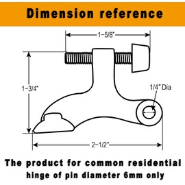 WADY Hinge Pin Door Stopper Easily Install Protective Bumper Tips Easy to Install Prevents Wall and Door Damage Adjustable Heavy Duty Hinge Pin with Rubber Bumper (Black 4)