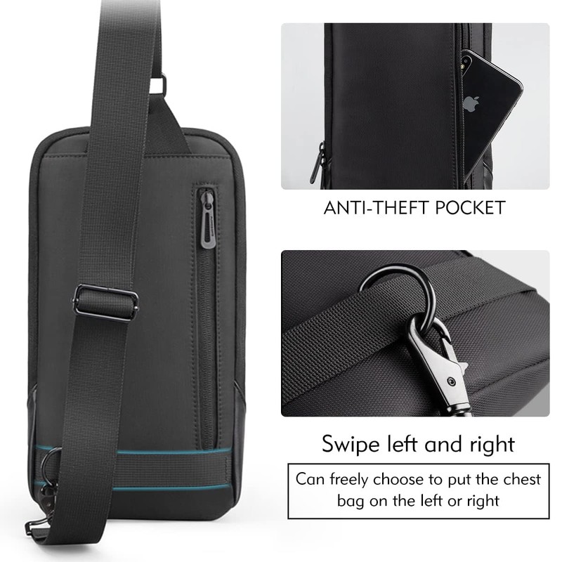 KINGSONS Sling Bag Small Crossbody Backpack for Men Waterproof Chest