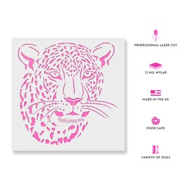 Jaguar Head Stencil Template for Walls and Crafts - Reusable Stencils for Painting in Small & Large Sizes