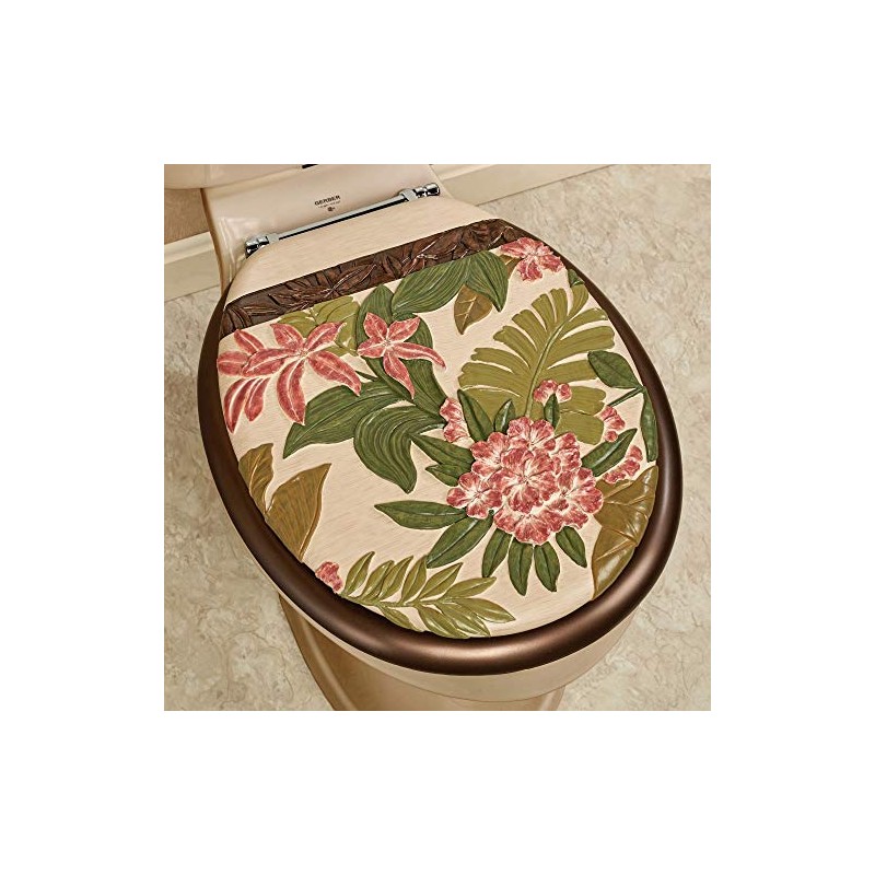 Tropical Haven Elongated Toilet Seat Light Cream