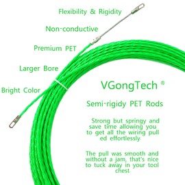 VGongTech Fish Tape Cable Puller Kit Through Wall Wire Guide Device 4mm 100Feet PET Electrical Cable Puller Duct Rodder Threader Fish Cable Fastener