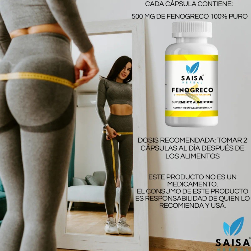Fenogreco 100 Cpsulas 100 Puro Saisa Herbal Aumenta Energa y