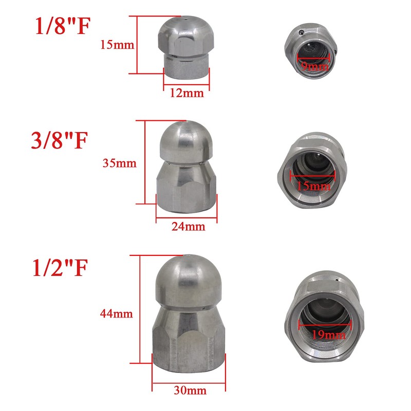 250 bar - Drain Cleaning Nozzle 1/8 1/4 3/8 1/2
