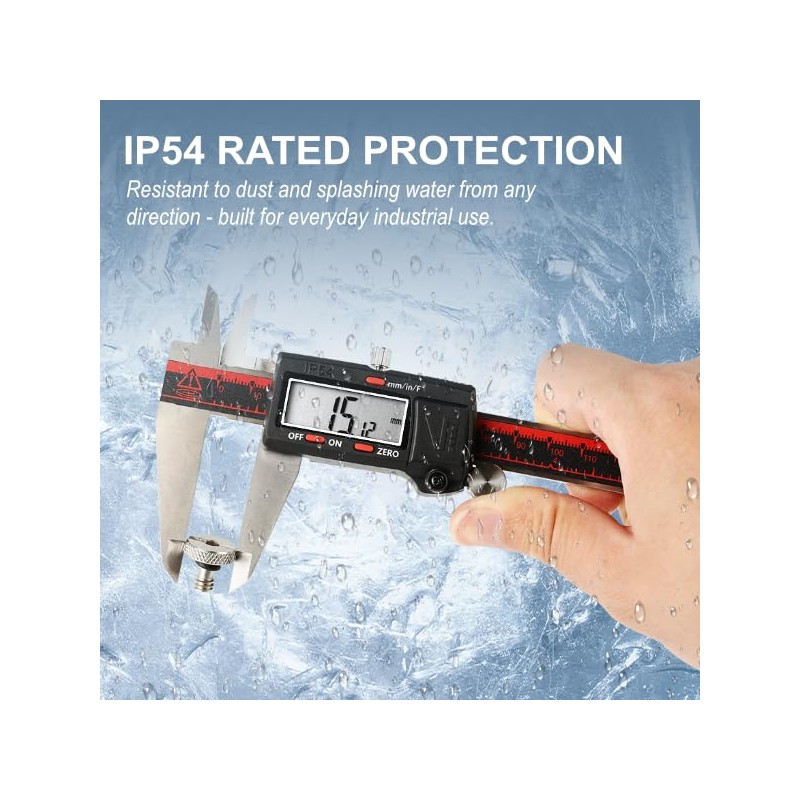 VINCA IP54 Grade Digital Caliper, DCLA-1205 12 Inch/300mm, Inch/Millimeter/Fraction Conversion,