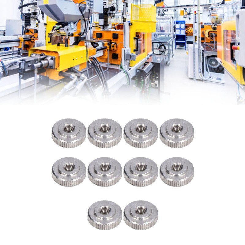 Pack of 10 Stainless Steel Knurled Nuts with Flat Head