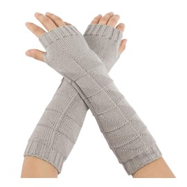 SooGree Arm Warmers Long Fingerless Gloves Knit Wrist Warmers, Gray, W8325