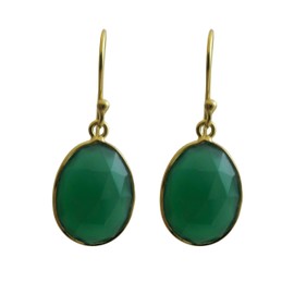 Grüne Onyx Vergoldet 925 Silber Ohrringe - Natürlicher Edelstein - Geburtstagsgeschenk - Weihnachtsgeschenk - Handgefertigte Geschenkideen für Frauen