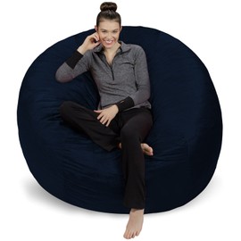 Sofa Sack - Plush Ultra Soft Bean Bags Chairs for Kids, Teens, Adults - Memory Foam Beanless Bag Chair with Microsuede Cover - Foam Filled Furniture for Dorm Room - Navy 6'