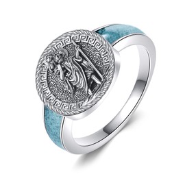 HKPATOP Saint Christopher Ring 925 Sterling Silver Archangel Christopher Signet Ring Religious Jewelry Gift for Women Men #7