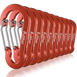 Pullther Carabiner, Large, Rust Free, Stylish, Ultra Lightweight, Aluminum Carabiner, Outdoor Use, Key Carabiner, 2.8 inches (7 cm), High Strength, 10 Pieces