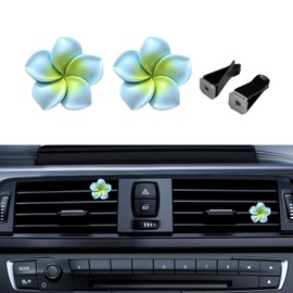 Lyxheth 2PCS Flower Car Air Vent Clips, Car Vent Accessories, Car Air Freshener Clip Charm, Cars Decorative Accessories Air Conditioning Outlet Clip Air Vent Clips for Girls Women (Blue, Style1)
