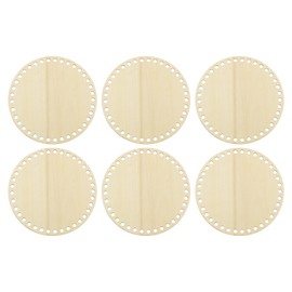 PATIKIL 6" Diameter Crochet Basket Bottom, 6Pcs Round Blank Crochet Knitting Wooden Base for DIY Craft Weaving Basket Making Supplies Home Decoration