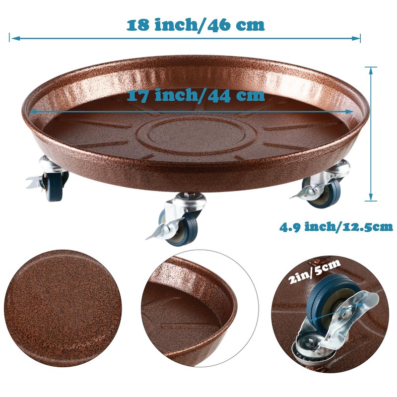 3 Packs 18” Metal Plant Caddy with Wheels Extra-large Rolling