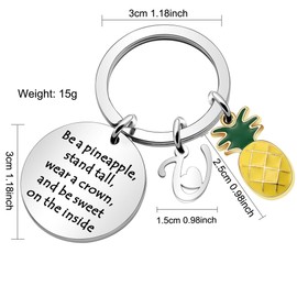 LUXYSODE - Pineapple Gifts Initial Charm Keyring - Be a Pineapple Keyring Gifts for Women Men (U)