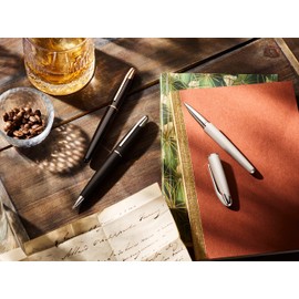 Colibri Equinox Twist Ballpoint Pen Black Lacquer and Chrome Accent Elegant Pen - Spring Clip - Comes in a Beautiful Gift Box - Gift for Men and Women