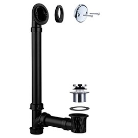 Uni-Green Black 1-1/2” Tubular Tip-Toe Bathtub Waste Drain Kit, Coarse Thread Tub Drain.