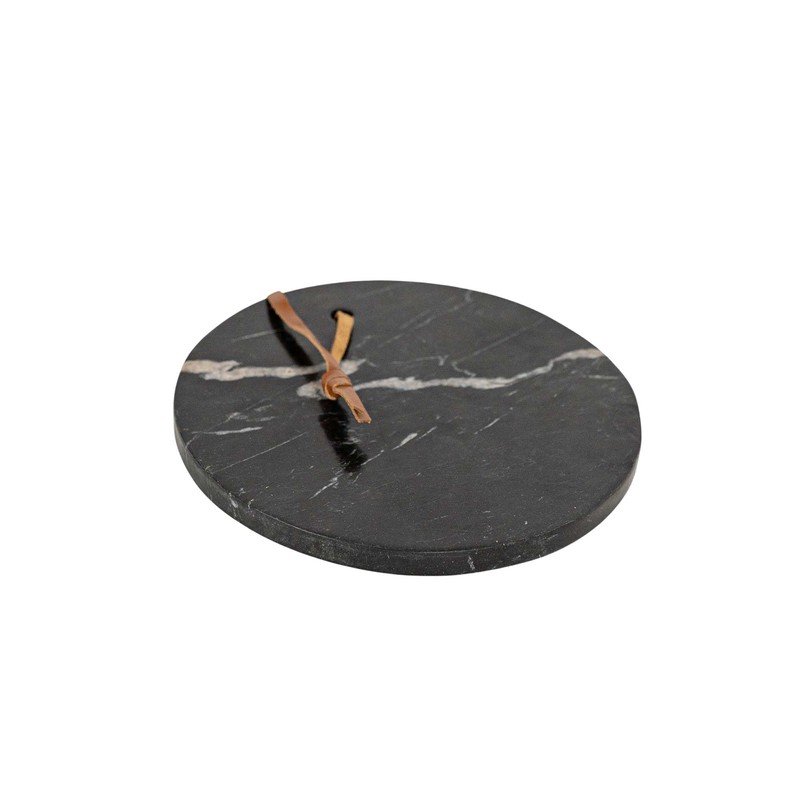 Foreside Home & Garden Round Cutting Board Black Marble &
