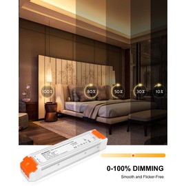 VEURCHY 120W 12v Dimmable LED Driver, Triac LED Dimmable Transformer Compatible with Lutron & Leviton Dimmer Switches AC 110V to DC 12V 120 Watt, 12 Volt Power Supply for LEDs Strip Lights 2 Pack