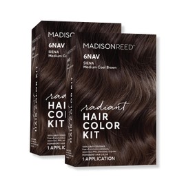 Madison Reed Madison Reed Radiant Hair Color Kit, Medium Smoky Brown for 100% Gray Coverage, Ammonia-Free, 6NAV Siena Brown, Permanent Hair Dye, Pack of 2