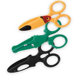 Wisebom Set of 3 Children's Scissors, Round Tip Scissors for Right-Handed and Left-Handed Users, Craft Scissors, Paper Scissors, Beginner Scissors Made of ABS Plastic, Green, Yellow and Black
