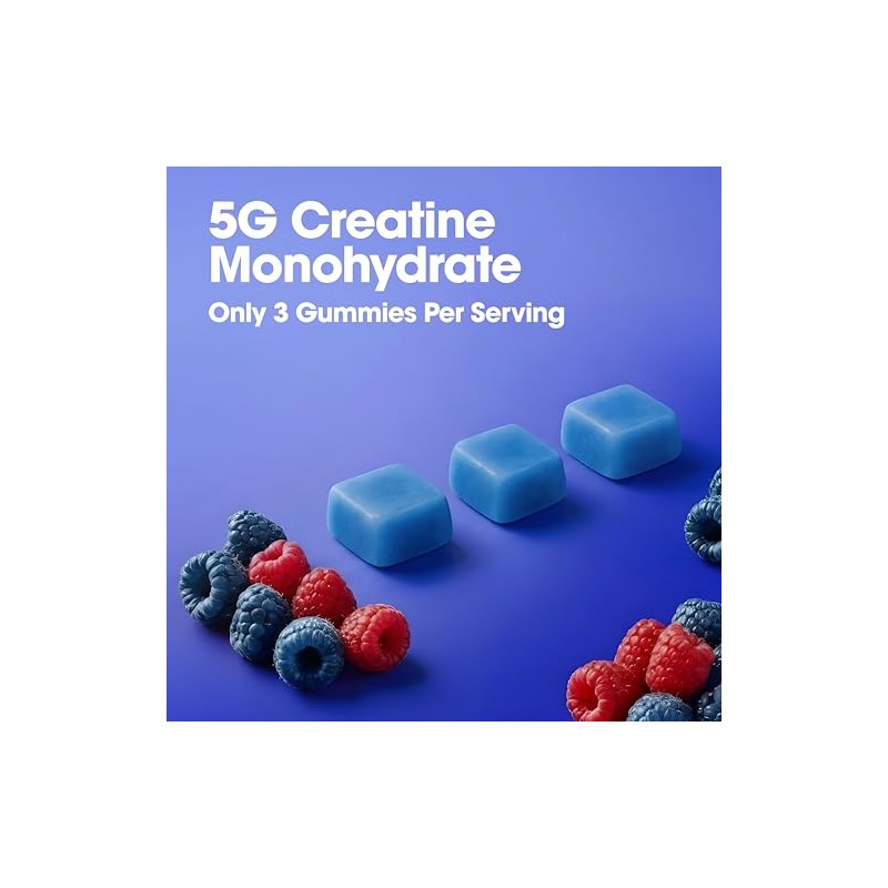 Optimum Nutrition Creatine Monohydrate Gummies, Blue Raspberry Flavor, 105 Count,