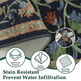 Mejorug 2x3 Entryway Rug, Door Mat Indoor Entrance Washable Small Area Rug, Boho Carpet Non-Slip Low Pile Throw Rugs for Kitchen Bedroom Bathroom,Front Door Indoor Entry, Kids Room (Dark Blue)