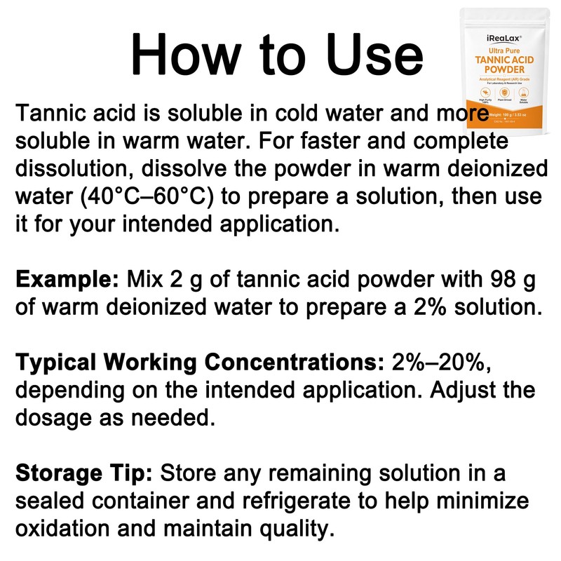 Ultra High Purity (>99%) Tannic Acid Powder, Analytical Reagent (AR)