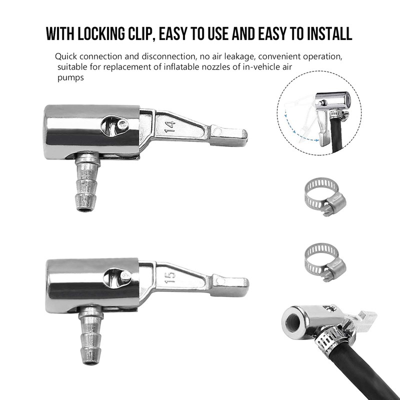 2-Pack 1/4" Lock On All Metal Air Chuck, Portable Mini