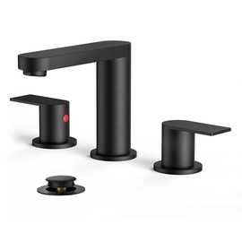 FORIOUS Matte Black Bathroom Faucet 3 Hole, 8 Inch Widespread Bathroom Sink Faucet with Pop-up Drain and cUPC Supply Lines for Basin, Vanity, Laundry Room and Restroom