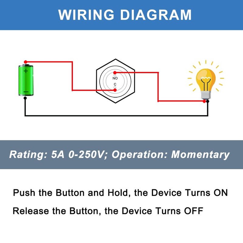 DMWD 2-Pack 16mm Metal Momentary Push Button Switch Screw Terminals