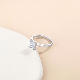 Elspeth 1.5CT 925 Sterling Silver Engagement Rings for Women Princess Cut Solitaire Cubic Zirconia Promise Rings for Her Size 5.5