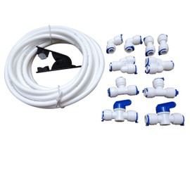 GREDIA 3/8" inch Quick Connect Water Purifiers Tube Fittings for RO Water Reverse Osmosis System (Ball Valve+L+Y+I+T Type) + PVC Pipe Tube Hose Cutter + 5 Meters/16 Feet Tubing Pipe (White)